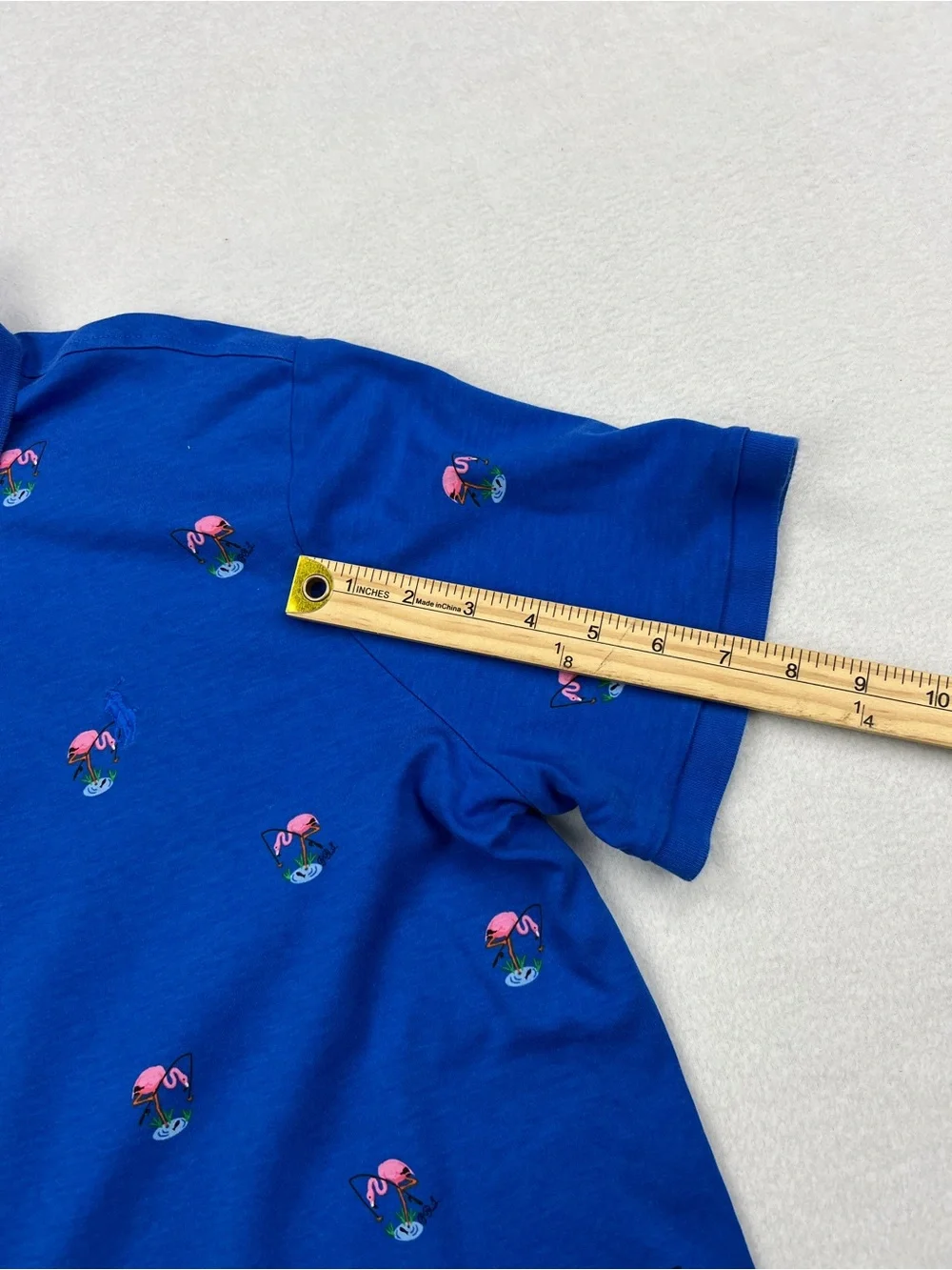 Ralph Lauren Royal Blue Polo with Pink Flamingo Embroidery